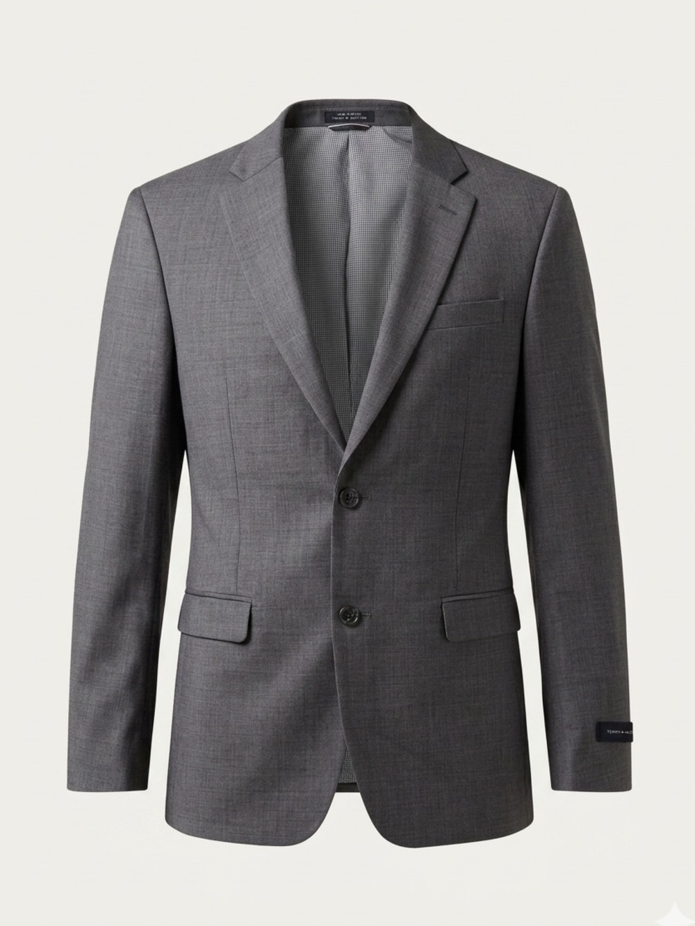 Tommy Hilfiger Adams Grey Worsted Wool Suit Jacket - Size 38L